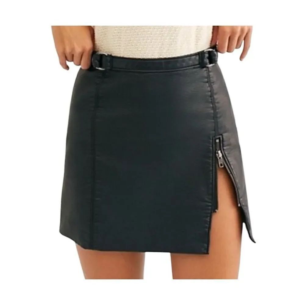 Free people midnight magic faux leather skirt size 6